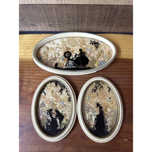 Fisher Pictures Milkweed Pressed Flowers Silhouette Reverse Painting Set Of 3 - Picture 1 of 7